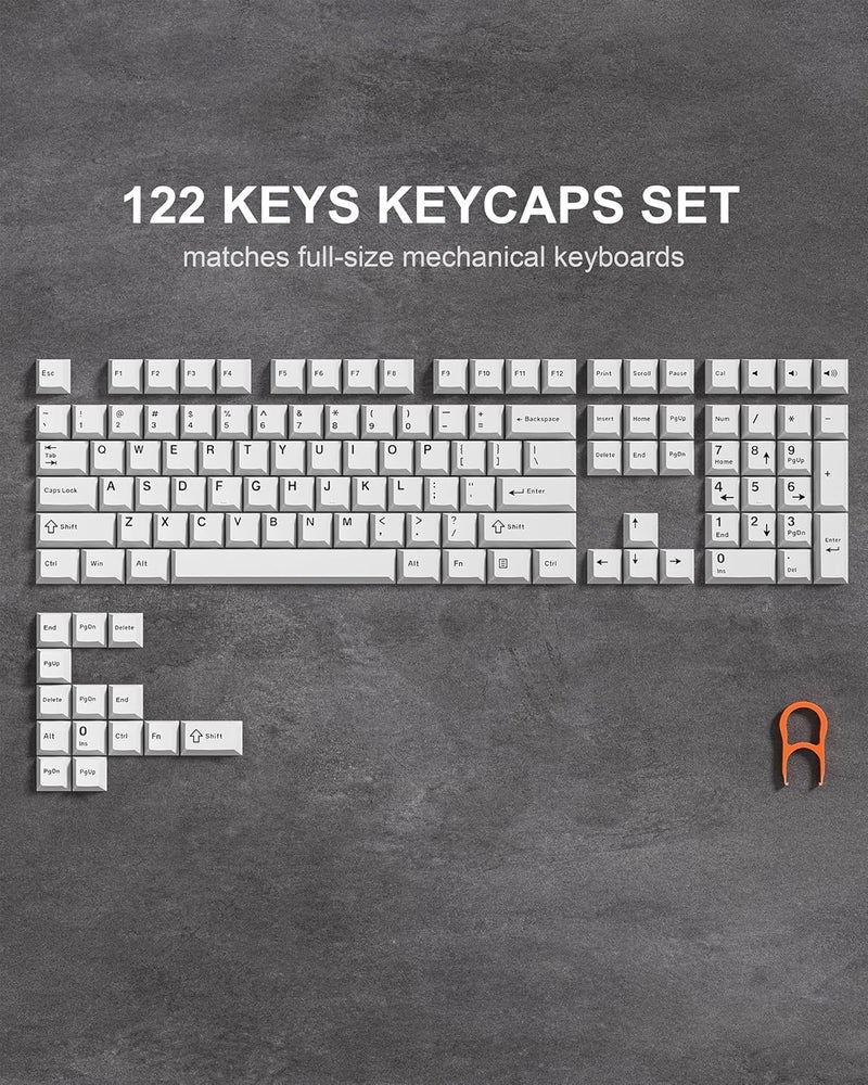 COSTOM Womier Double Shot PBT Keycaps Set 138 Keys, Cherry Profile Custom Keycaps 60 65 75 100 Percent for 61/64/68/84/87/100/104/108 Retro Gaming Mechanical Keyboard, White - Image 2